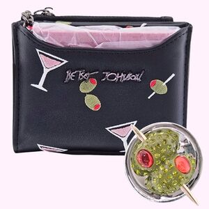 BUNDLE Betsey Johnson Martini Toss Wallet & Card Case Chain & Martini Glass Ring